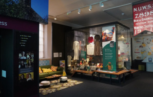 Experience Barnsley Museum main gallery. A display showing Barnsley's Memory Box collection.