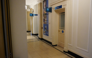 A path leading to the main exhibition space, the toilets and Barnsley Archives.